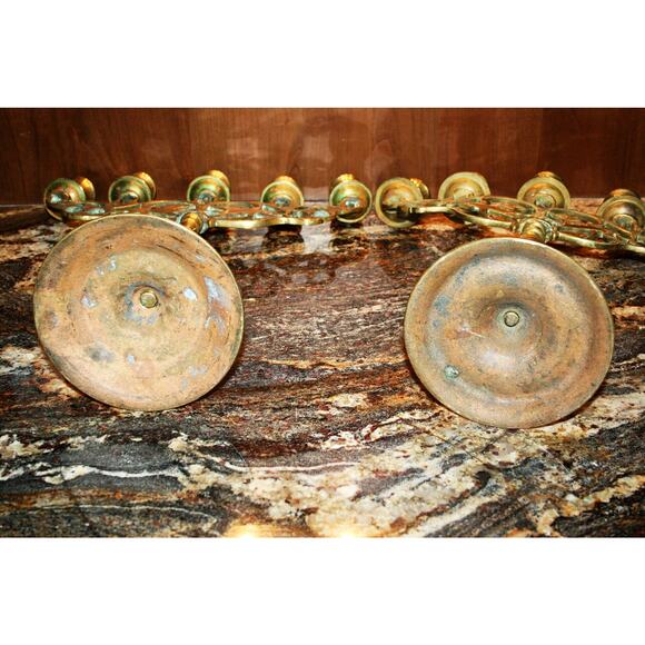 Antique Set of Judea Lions Three-Armed Shabbat Candelabra - Picture 8 of 8